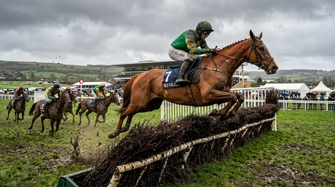 Hindernisrennen Wetten — Pferd springt über Hindernis