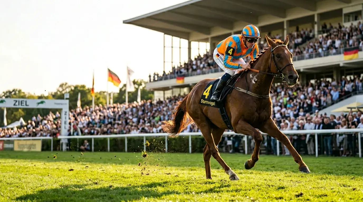 Pferderennen Wetten Anleitung – Rennpferd im Galopp auf der Zielgeraden